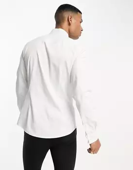 ASOS DESIGN – белая атласная приталенная рубашка-фрак с легкой железной кокеткой