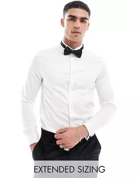 ASOS DESIGN – Белая атласная рубашка узкого кроя