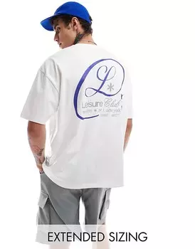 ASOS DESIGN – Белая футболка Oversize с надписью Leisure Club на спине