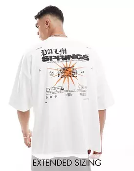 ASOS DESIGN — белая футболка oversize с принтом «Палм-Спрингс» на спине