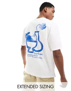 ASOS DESIGN – белая футболка оверсайз с абстрактным принтом на спине