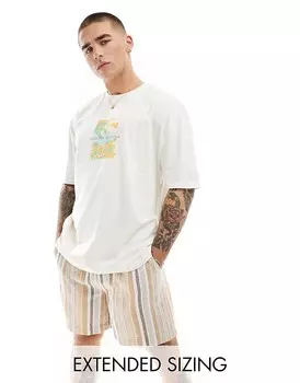 ASOS DESIGN – белая футболка оверсайз с мотивом Канкуна на груди