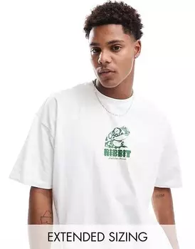 ASOS DESIGN – Белая> Футболка оверсайз с принтом на груди