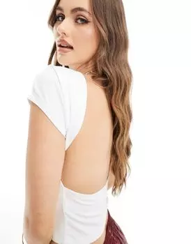 ASOS DESIGN – белая футболка с открытой спиной