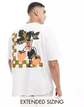 ASOS DESIGN – белая футболка свободного кроя с принтом на спине