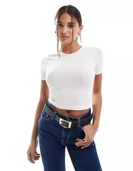ASOS DESIGN Белая короткая обтягивающая футболка белого цвета =f