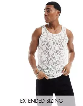 ASOS DESIGN — белая кружевная майка стандартной посадки