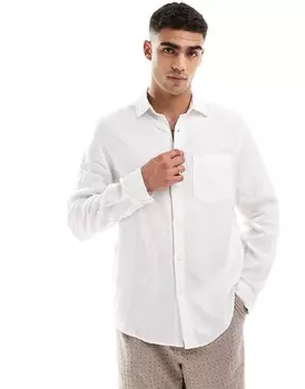 ASOS DESIGN – белая льняная рубашка