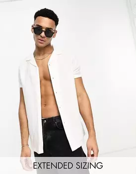 ASOS DESIGN – Белая льняная рубашка прямого кроя с закатанными рукавами