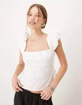 ASOS DESIGN – белая майка с крупными рюшами