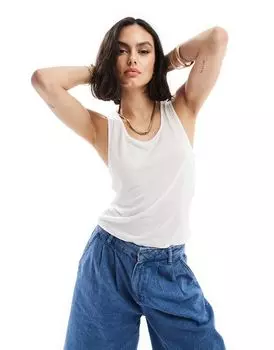 ASOS DESIGN – белая майка в прозрачную рубчику