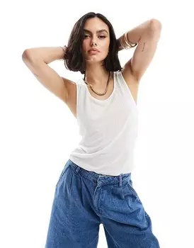 ASOS DESIGN – Белая прозрачная майка в рубчик =