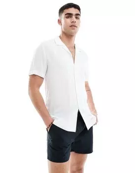 ASOS DESIGN - Белая рубашка из вискозы с воротником с лацканами, стандартного кроя