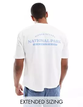 ASOS DESIGN – Белая свободная футболка свободного кроя с принтом на спине