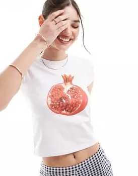 ASOS DESIGN – белая укороченная футболка с изображением граната
