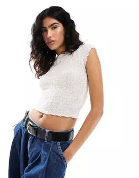 ASOS DESIGN – белая укороченная текстурированная футболка