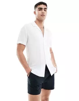 ASOS DESIGN – Белая вискозная рубашка классического кроя с воротником с лацканами