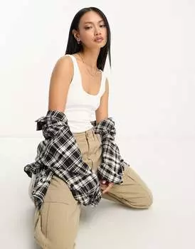 ASOS DESIGN — Белое боди в рубчик с круглым вырезом