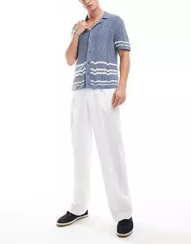 ASOS DESIGN – белые элегантные брюки с широкими штанинами и складками спереди