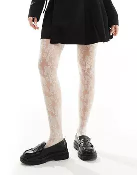 ASOS DESIGN – белые кружевные колготки с цветочным узором