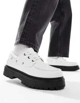 ASOS DESIGN – Белые туфли на шнуровке на толстой подошве
