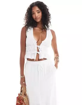 ASOS DESIGN — Белый летний топ с завязками спереди