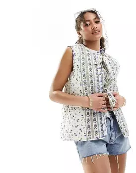 ASOS DESIGN Белый стеганый жилет с бантами