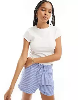 ASOS DESIGN – белый укороченный топ в рубчик с короткими рукавами