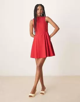 ASOS DESIGN bengaline платье-мини без рукавов с открытой спиной красного цвета