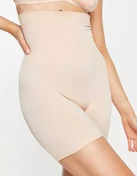 ASOS DESIGN – бесшовные моделирующие шорты с высокой талией бежевого цвета