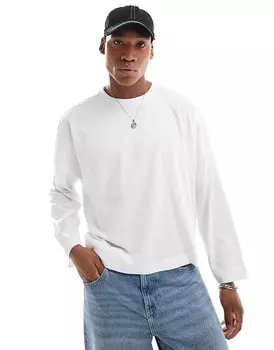 ASOS DESIGN — бежевая футболка свободного кроя с длинными рукавами и нижним краем
