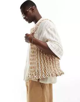 ASOS DESIGN – Бежевая вязаная большая сумка
