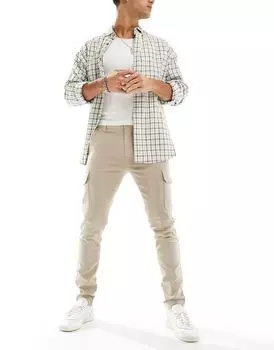 ASOS DESIGN – бежевые узкие брюки в стиле милитари