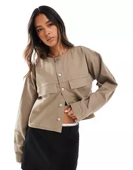 ASOS DESIGN – Бежевый джинсовый бомбер