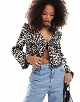 ASOS DESIGN - Блуза с пятнистым воротником и завязкой спереди