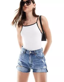 ASOS DESIGN – Боди-бретельки белого цвета с черной окантовкой