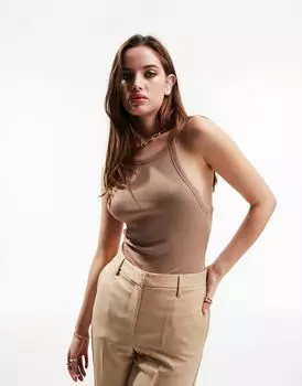 ASOS DESIGN — боди темно-серого цвета с узкими асимметричными бретелями сзади
