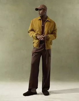 ASOS DESIGN – бомбер оверсайз горчичного цвета с карманом MA1