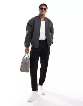 ASOS DESIGN – бомбер оверсайз графитового меланжа из дайверской ткани