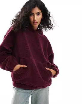 ASOS DESIGN – Бордовая толстовка оверсайз в форме тедди