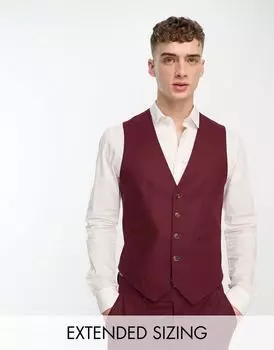 ASOS DESIGN – бордовый костюмный жилет узкого кроя из смесового льна