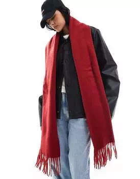 ASOS DESIGN – бордовый, очень мягкий шарф с бахромой