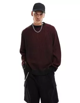ASOS DESIGN – бордовый вязаный свитер свободного кроя в рубчик
