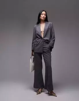 ASOS DESIGN брюки-клеш строгого покроя в цвете древесного угля