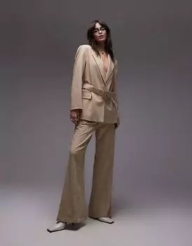 ASOS DESIGN брюки-клеш в стиле кэмел цвета кэмел