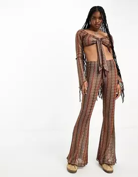 ASOS DESIGN – Брюки-клеш зигзагообразным узором, часть комплекта