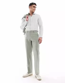 ASOS DESIGN брюки прямого кроя из костюма в цвете шалфейно-зеленый
