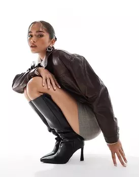 ASOS DESIGN – Charm – Черные сапоги до колена на каблуке