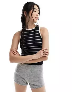 ASOS DESIGN — черная бесшовная моделирующая майка с полосками и контрастной окантовкой в стиле 90-х