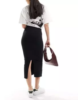 ASOS DESIGN – Черная бесшовная юбка-труба миди, подчеркивающая фигуру